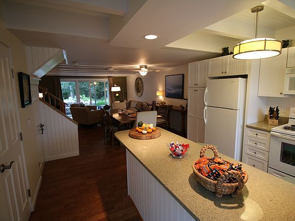 Kitchen into Dining & Living