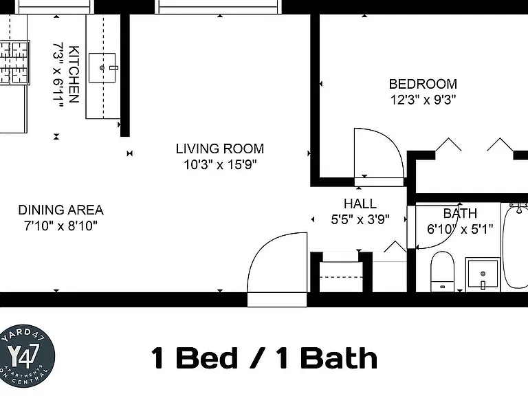 1 Bedroom / 1 Bathroom: 600 Square Feet, Fully Renovated, Storage Locker, Controlled Access Building