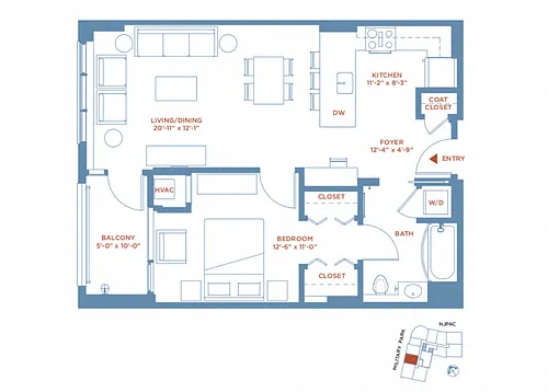 Floor plan 1 Bed/1 Bath