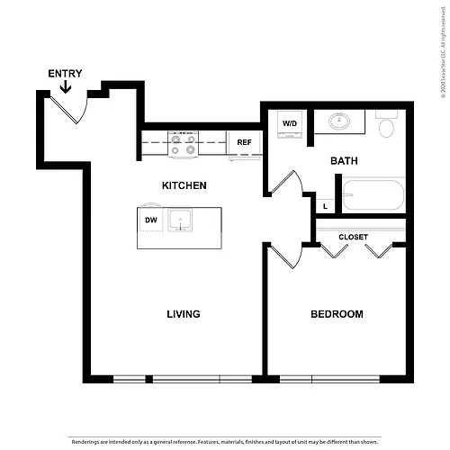Floor plan Open One Bedroom - Income Limited B