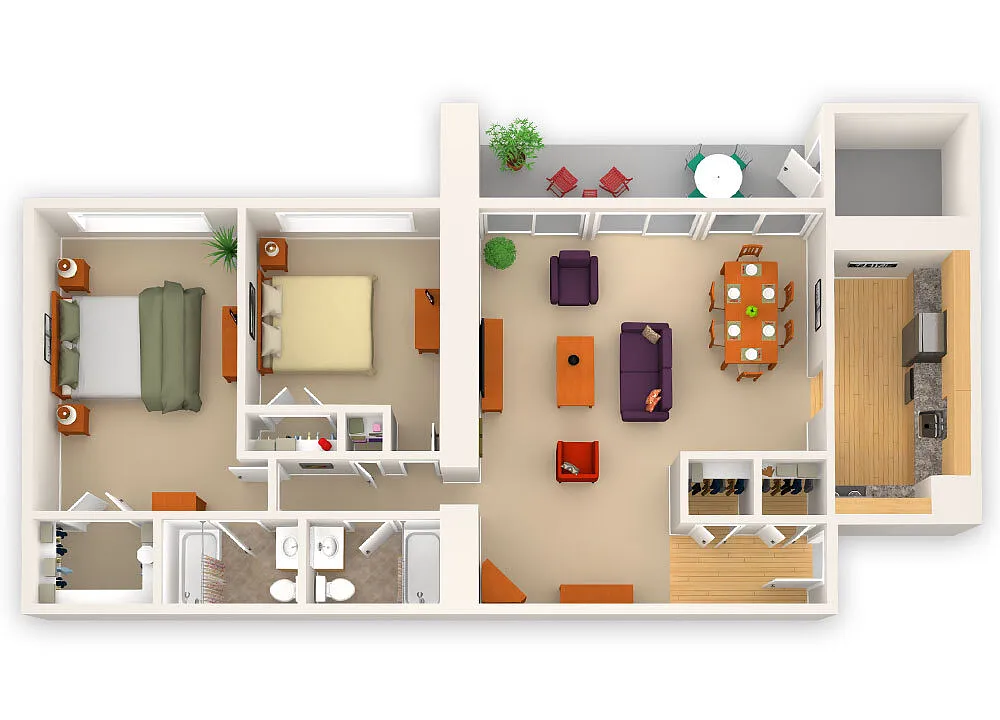 Floor plan Two Bedroom Deluxe