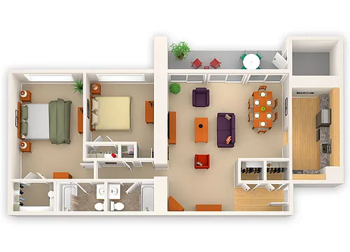 Floor plan Two Bedroom Deluxe