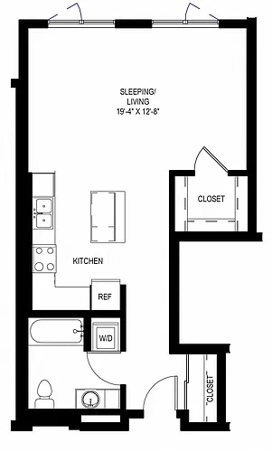Floor plan Studio 1 Bath A9
