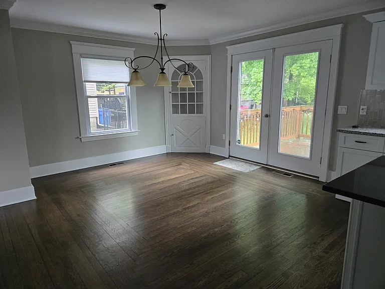 Dining Area with French Doors to Back Deck