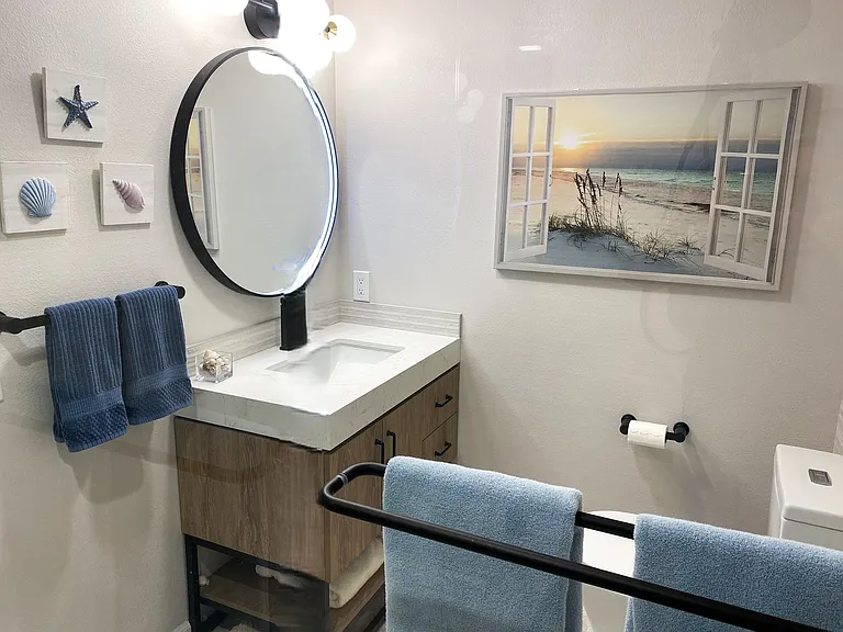 New vanity with illuminated mirror