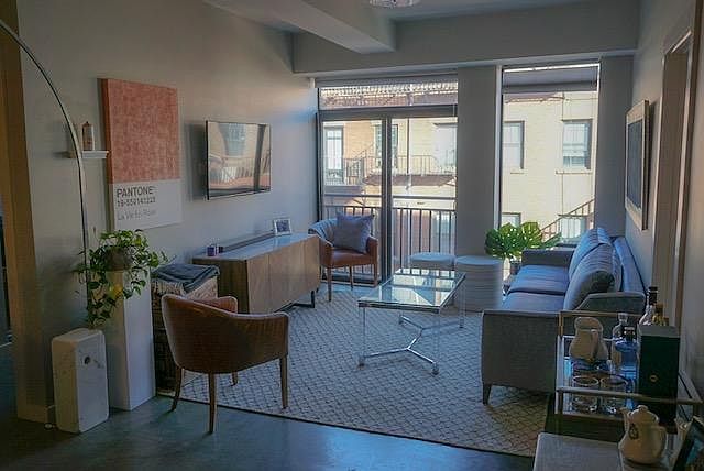 Main living space, featuring TV mount and no-show wires.