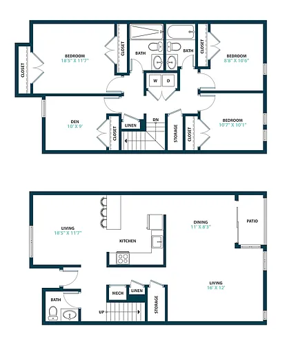 Floor plan Three Bedroom Townhome
