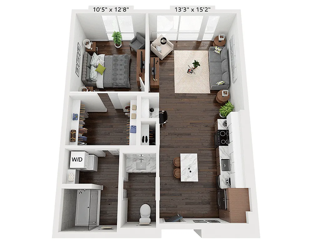 Floor plan One Bedroom A1P