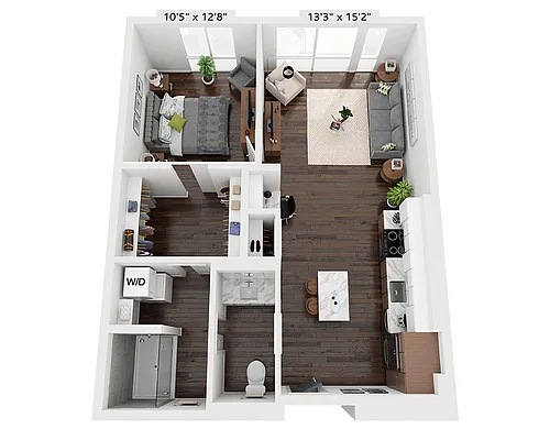 Floor plan One Bedroom A1P