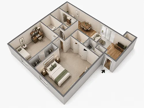 Floor plan 2 BR, 2 Bath