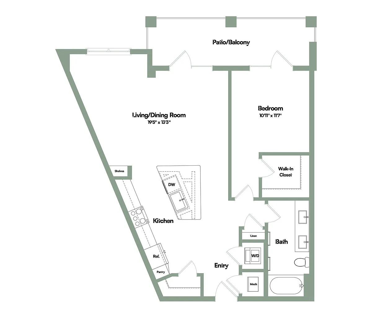 Floor plan The Impact | 1 Bed | 1 Bath
