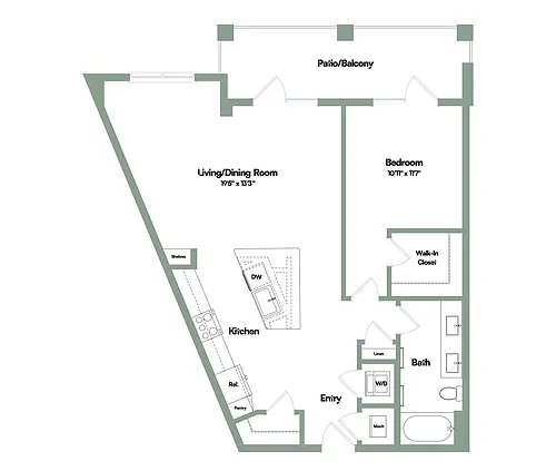 Floor plan The Impact | 1 Bed | 1 Bath