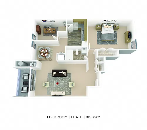 Floor plan One Bedroom - 815 sqft