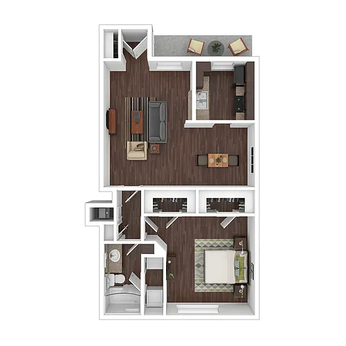 Floor plan 1 Bed 1 Bath C