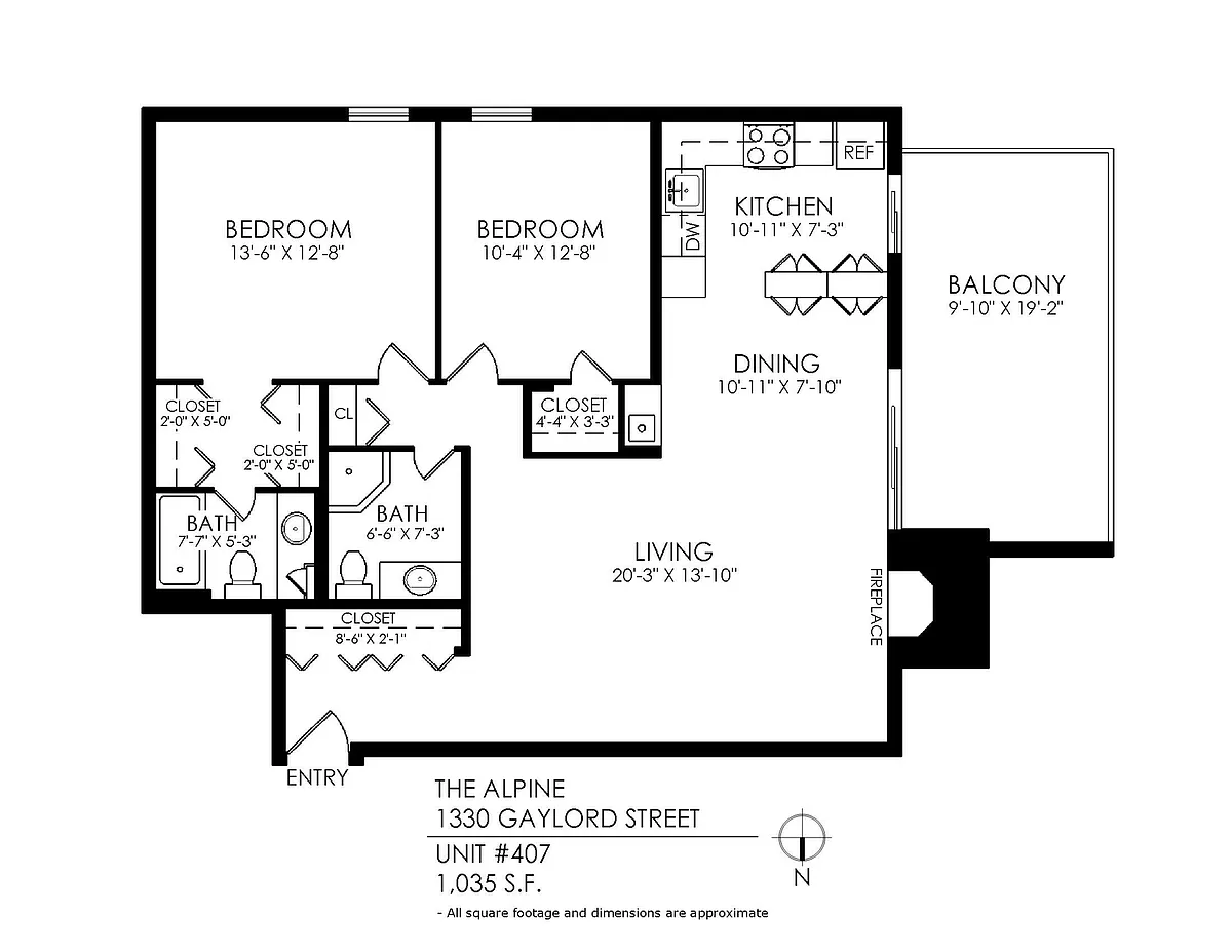 Floor plan Two Bed - Two Bath