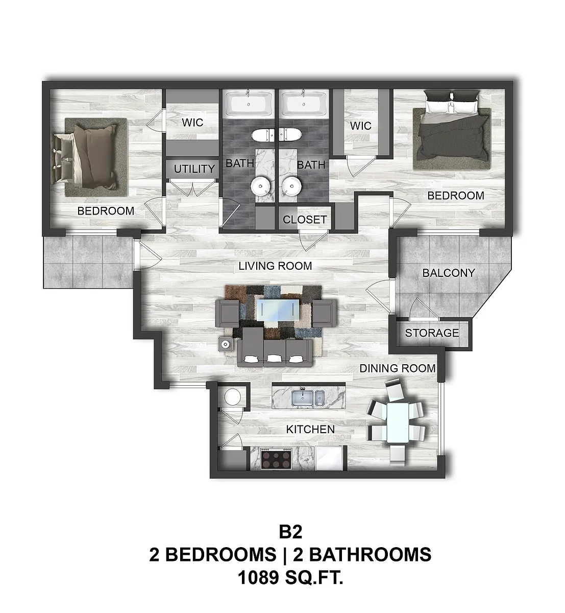 Floor plan 2 bdrm 2 bath