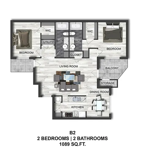 Floor plan 2 bdrm 2 bath