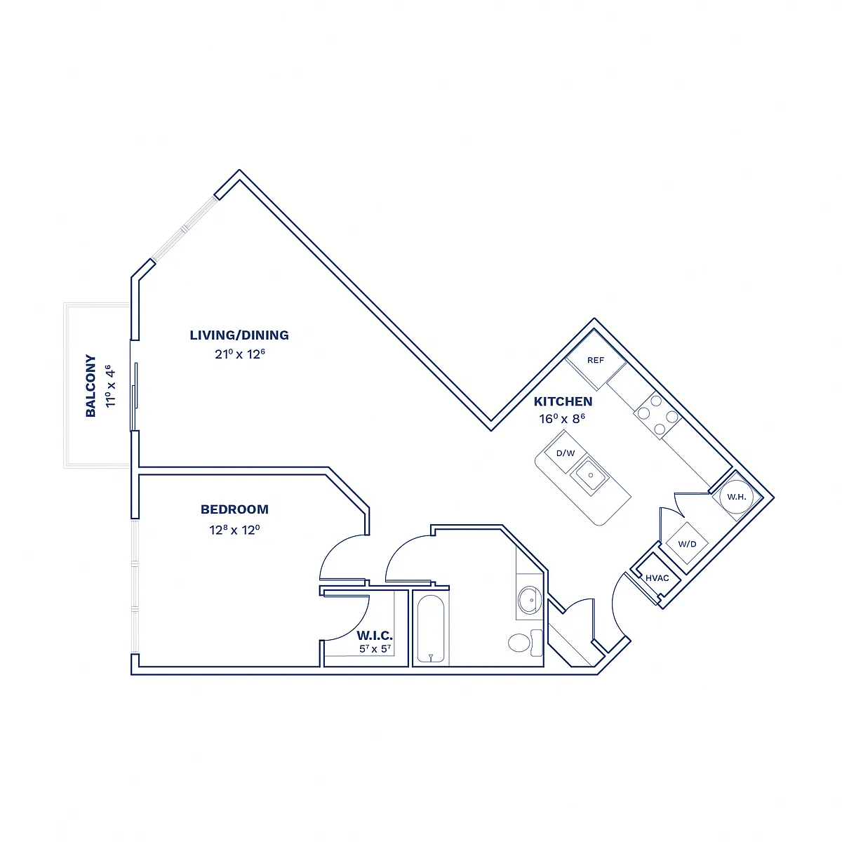 Floor plan 1 Bed/1 Bath-A6