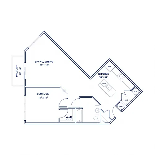 Floor plan 1 Bed/1 Bath-A6