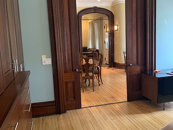 Main bedroom toward open pocket doors