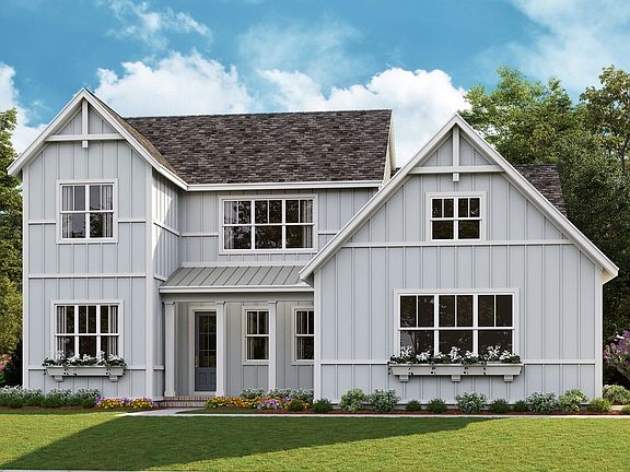 Huntley H - Modern Farmhouse 3-Car Side Load Garage Note Renderings may show optional features