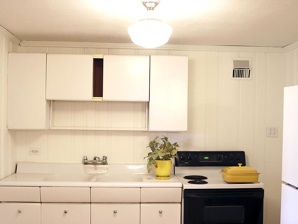 Vintage kitchen (includes new open shelving next to stove - not pictured).