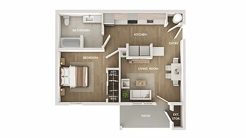 Floor plan 1-Bed 1-Bath