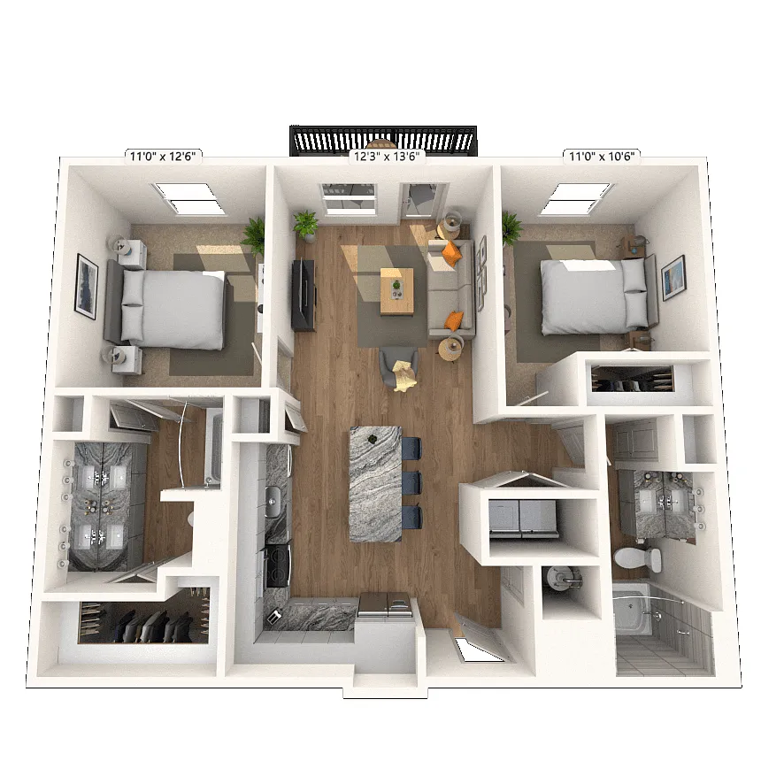 Floor plan B1 2x2 1011 SF