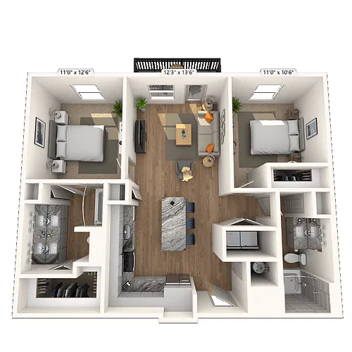Floor plan B1 2x2 1011 SF