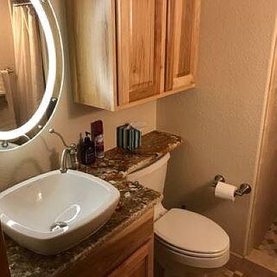 Bathroom with granite countertops