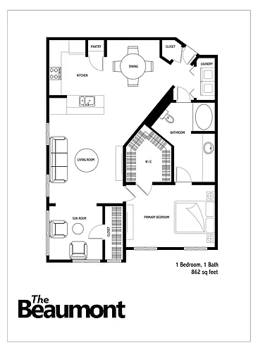 Floor plan 1 Bed 1 Bath