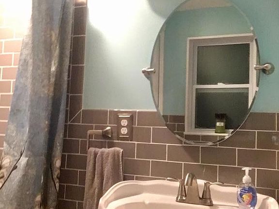 Recently remodeled first floor bathroom.