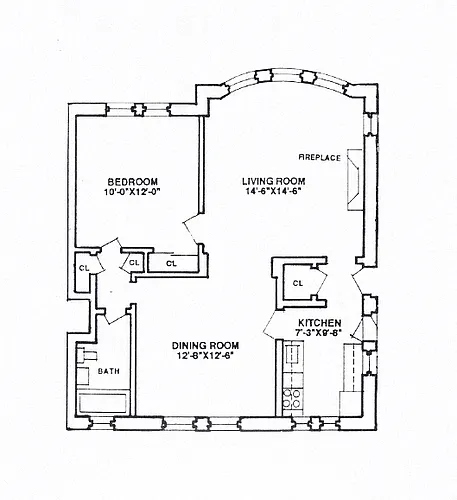 Floor plan 1 Bedroom - 1 Bathroom