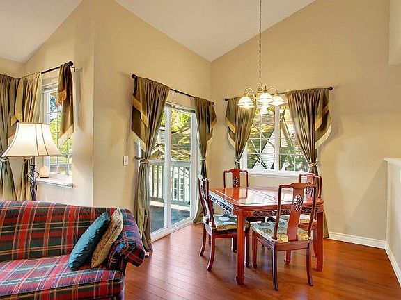 Dining area with sliders to private deck.