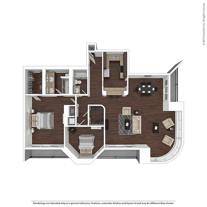 Floor plan B-C-F-G Two Bedroom