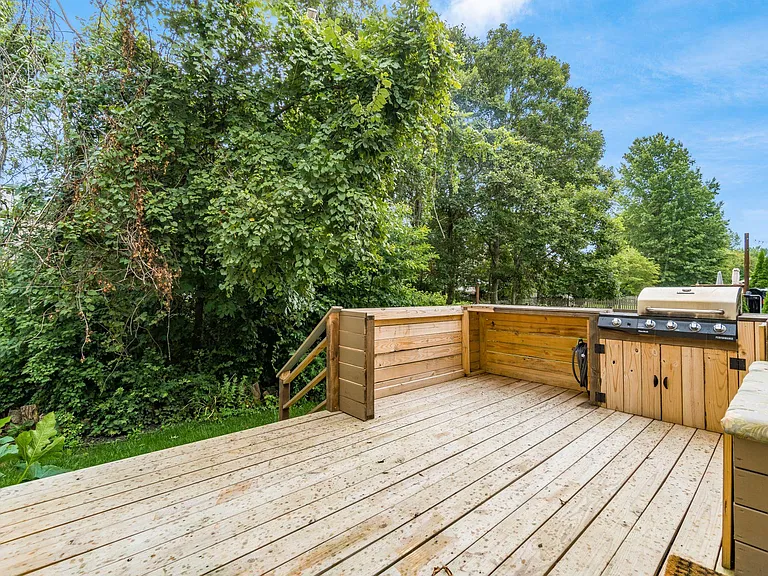 Backyard deck with built in grill