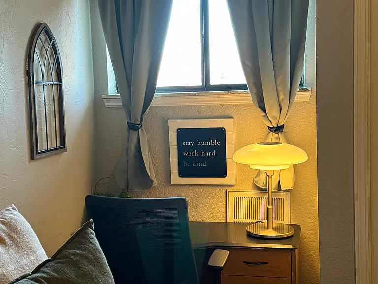 Office Space with black out curtains
