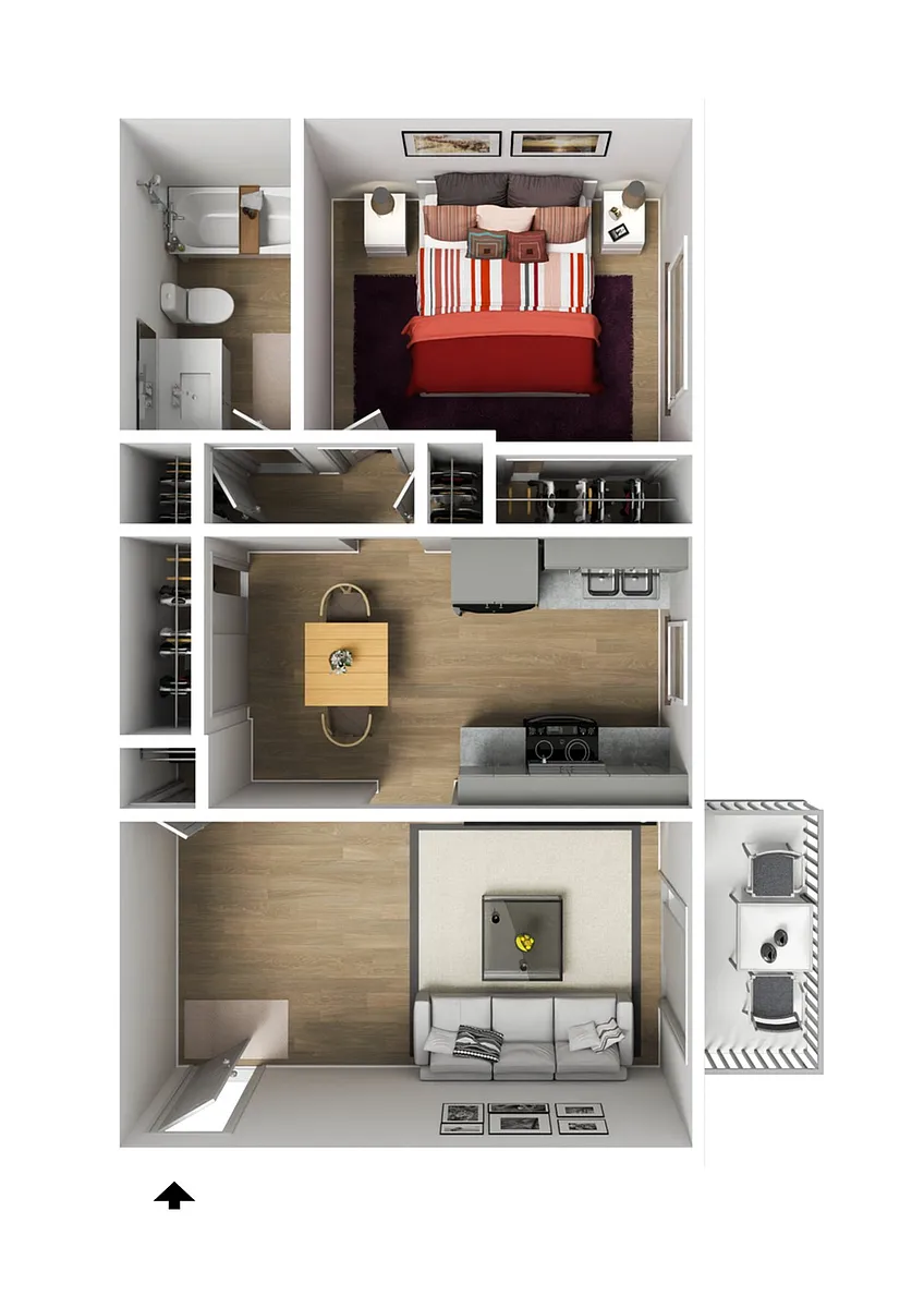 Floor plan Large Classic 1x1