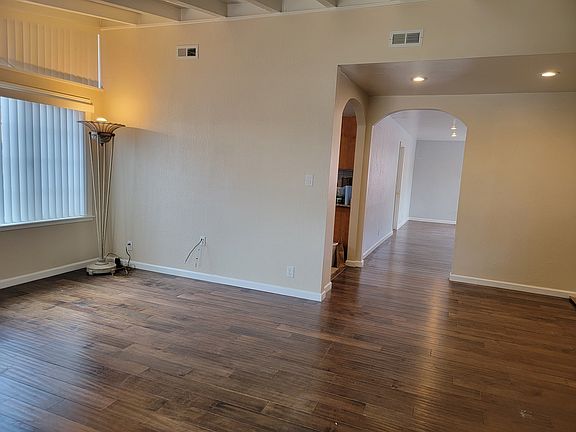 View from front door: Living room, Dining space