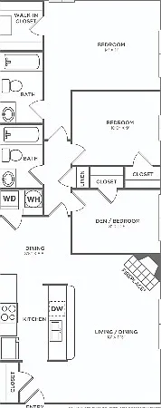 Three Bedroom Two Bath (1,000 SF) Three Bedroom Two Bath (1,000 SF)