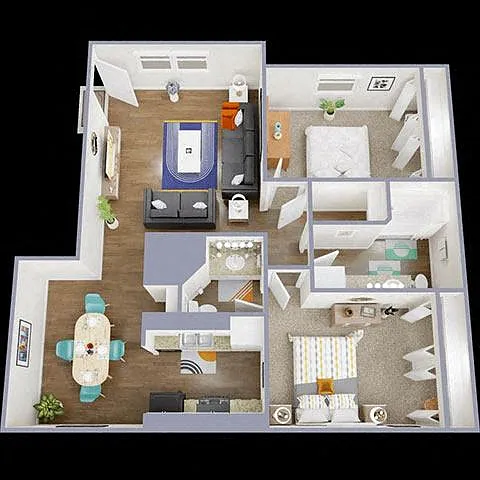 Floor plan 2 Bedroom, 1.5 Bath