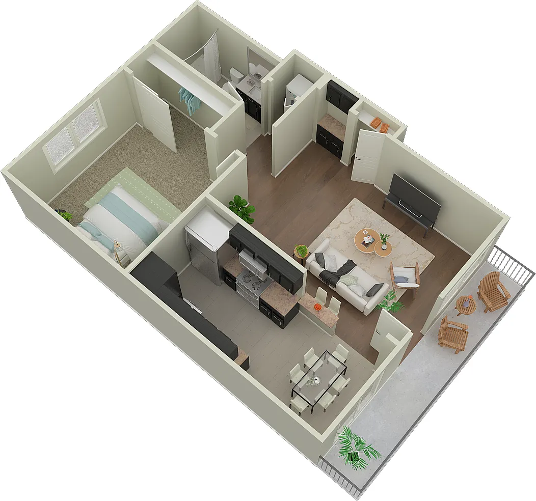 Floor plan 1BD, 1BTH