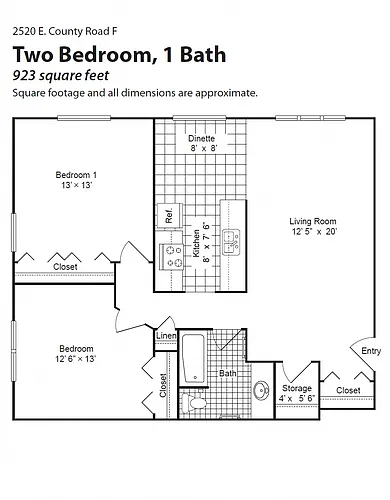 Floor plan 2 Bedroom 1 Bath