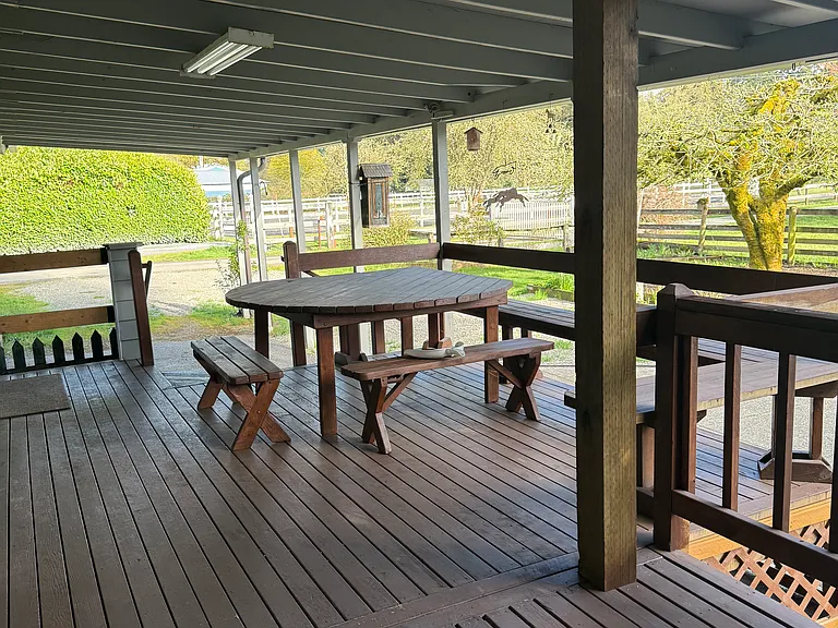 Large deck with eating area
