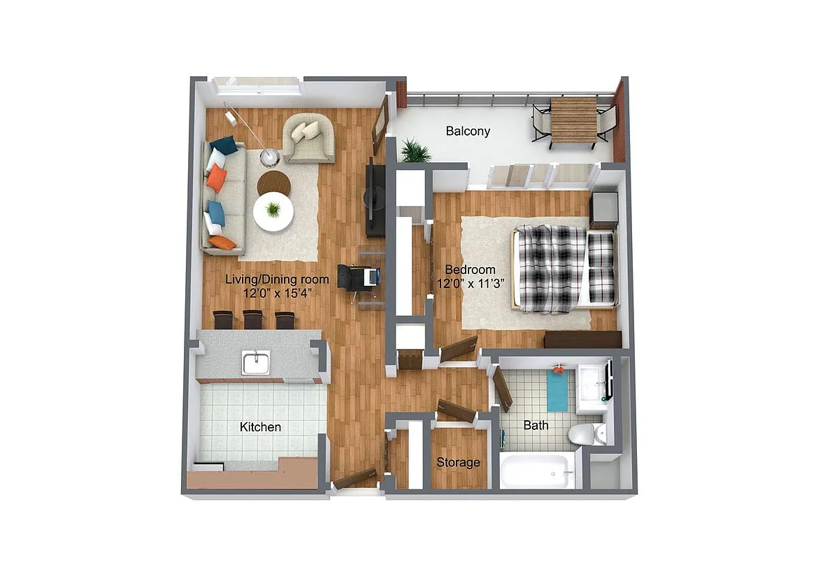 Floor plan 1 Bedroom 1 Bathroom