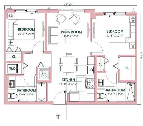 Floor plan 2B2 B80 WF