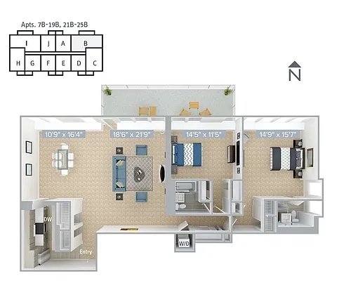 Floor plan B9-1400SF-7B-19B_21B-25B
