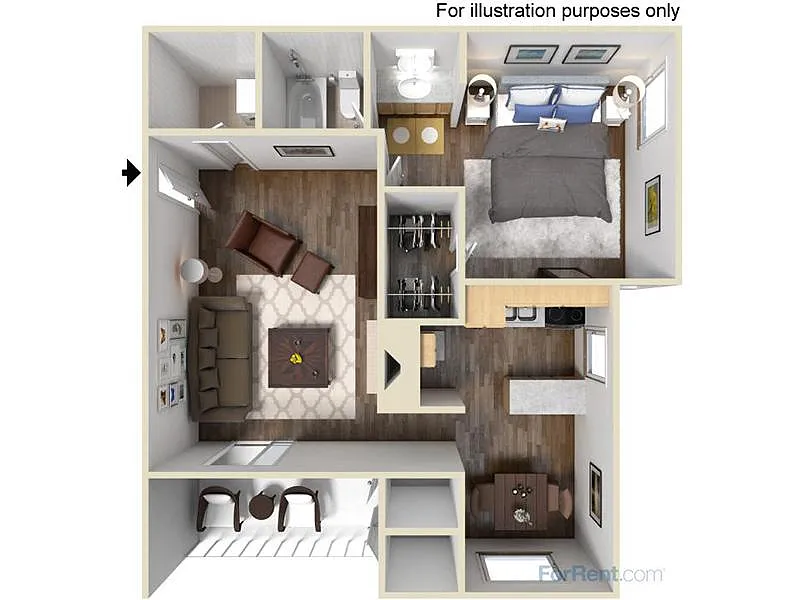 Floor plan 1x1-710-Full Renovation-Gray