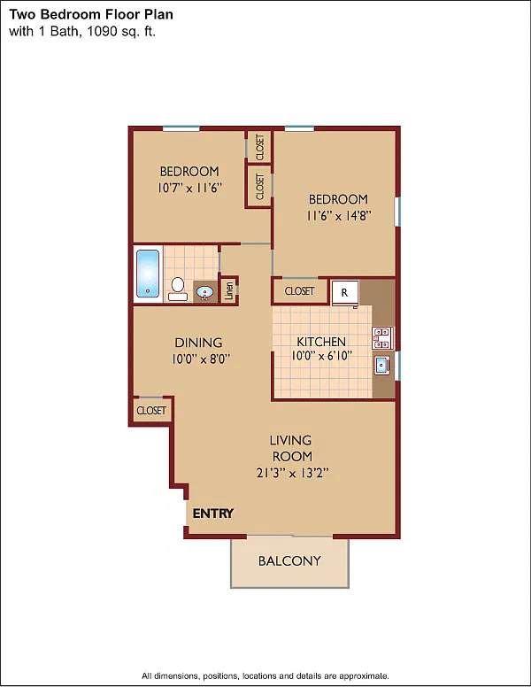 Floor plan $2.04/sq.ft. - Two Bedroom