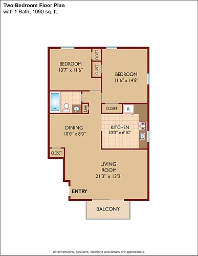 Floor plan $2.11/sq.ft. - Two Bedroom